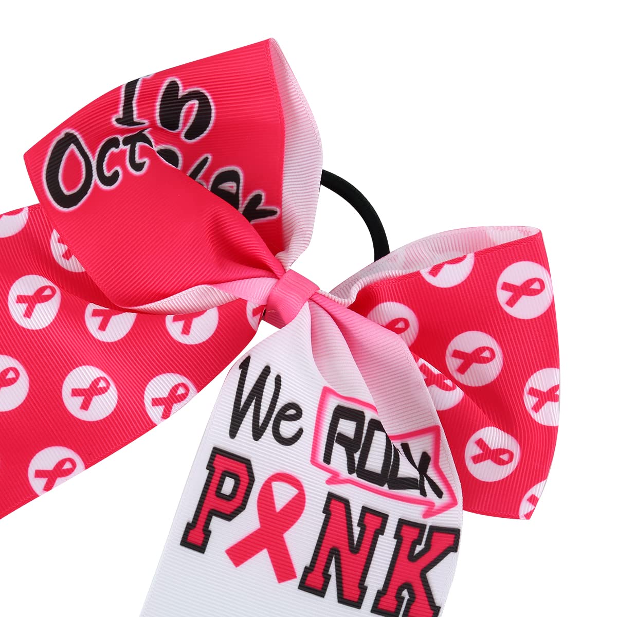 Sports Bows Breast Cancer Awareness Ribbon Ponytail Holder