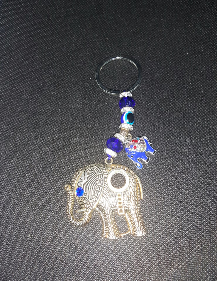 Blue Evil Eye Keychain, Turkish Glass Amulet Blessing Good Luck Key Ring