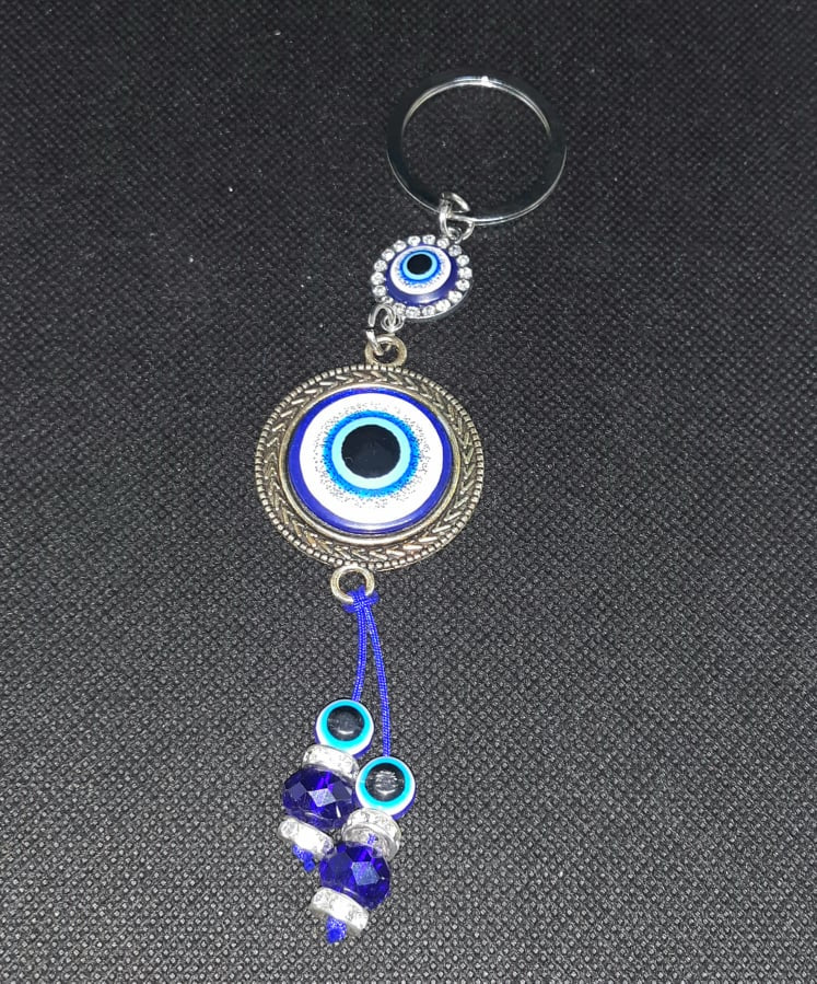 Blue Evil Eye Keychain, Turkish Glass Amulet Blessing Good Luck Key Ring