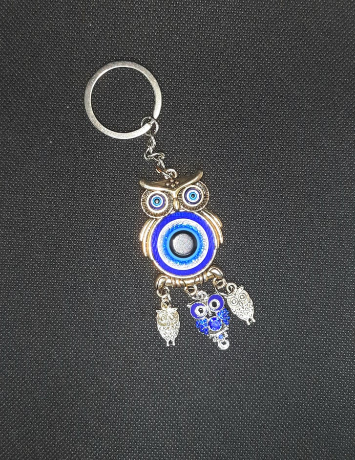 Blue Evil Eye Keychain, Turkish Glass Amulet Blessing Good Luck Key Ring