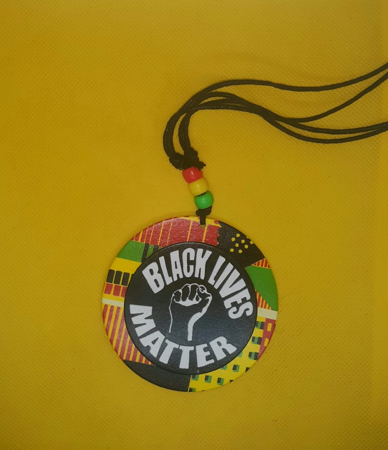 African Wooden Jewelry, Black Lives Matter and Pride Necklace