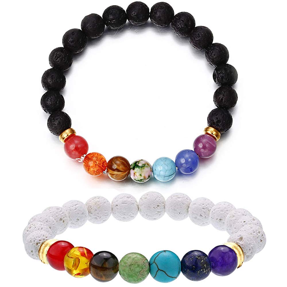 Lava Stone Bracelet for Women Men 7 Chakra Aromatherapy Essential Oil Diffuser Bracelet Natural Stone Beads Yoga Bracelet