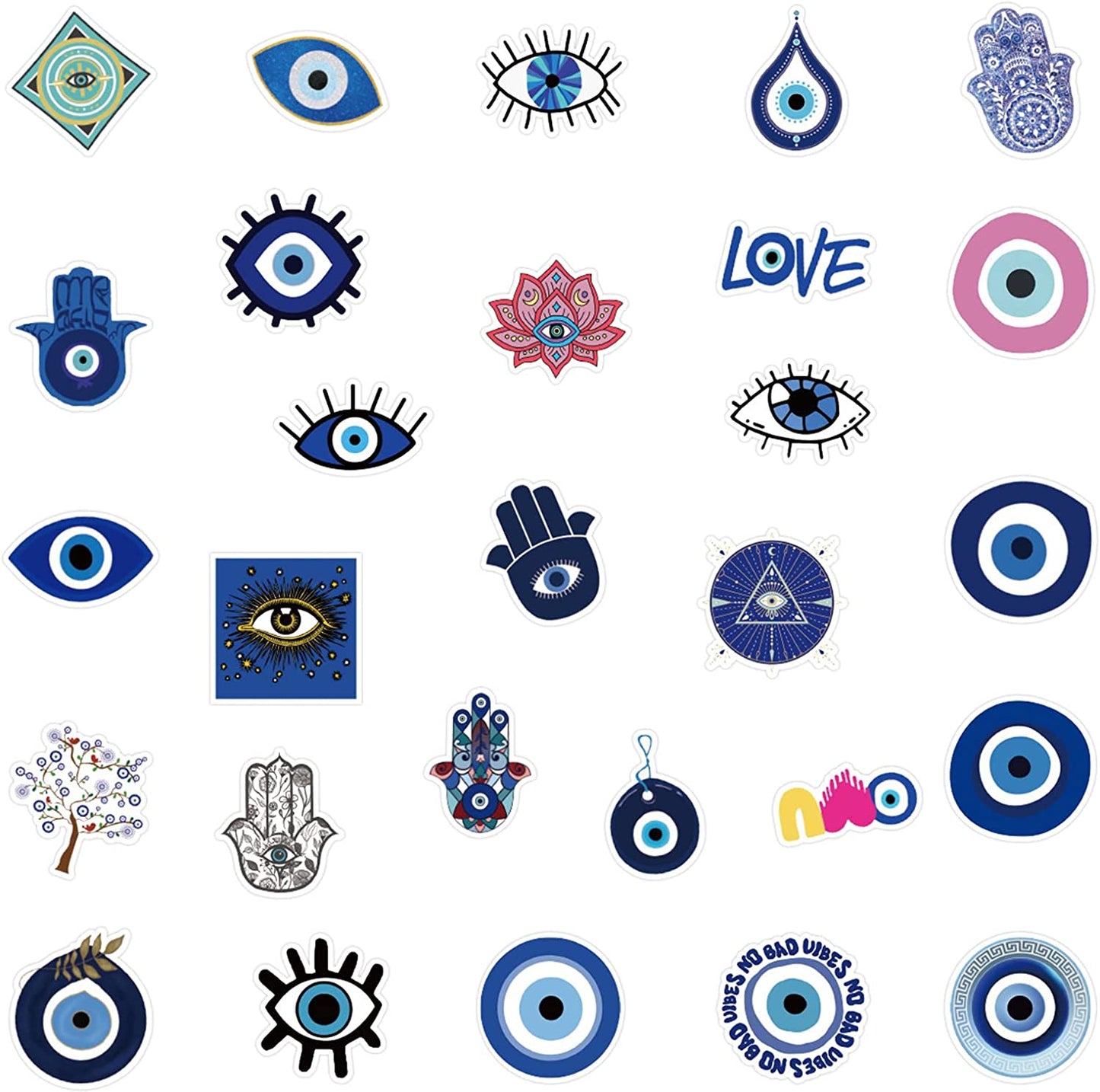 Evil Good Eyes Stickers,Vinyl Waterproof Blue Eyes Decal for Water Bottle,Scrapbook,Laptop,Luggage,Phone, Bumper Stickers