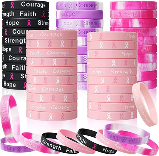 Breast Cancer Awareness Month Bracelets Hope Faith Strength Courage Inspiring Wristbands
