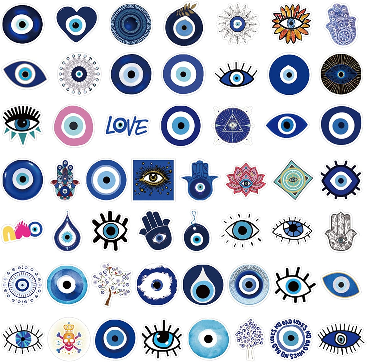 Evil Good Eyes Stickers,Vinyl Waterproof Blue Eyes Decal for Water Bottle,Scrapbook,Laptop,Luggage,Phone, Bumper Stickers