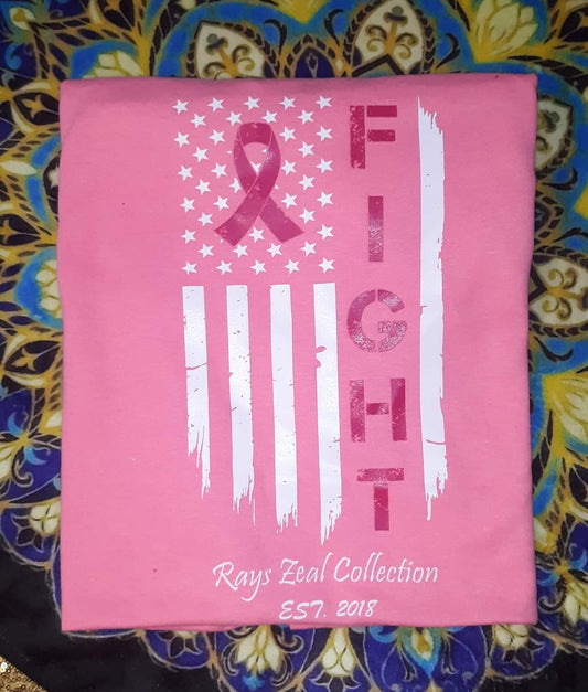 Fight w/Flag Breast Cancer Awareness T-Shirt Design